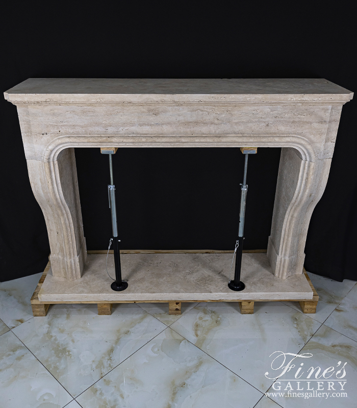 Marble Fireplaces  - Exquisite Oversized Italian Roman Travertine Mantelpiece - MFP-2645